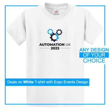 Personalised White Tee With Your Own Expo Event Design Print On Front
